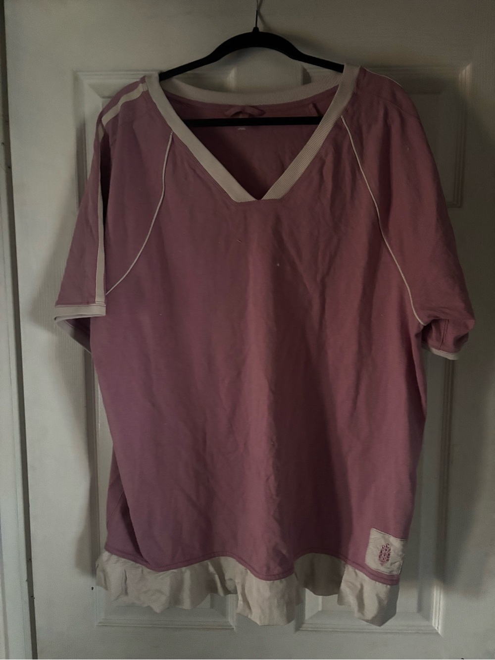FP Movement by Free People Dusty Rose V-Neck Short Sleeve Tunic with Cream Trim